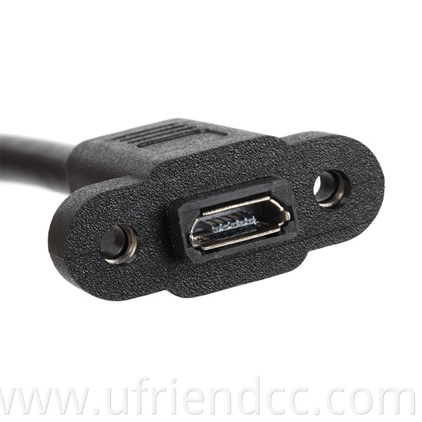 Custom Male to Female Screw Panel Mount Micro B USB Data Extension cable